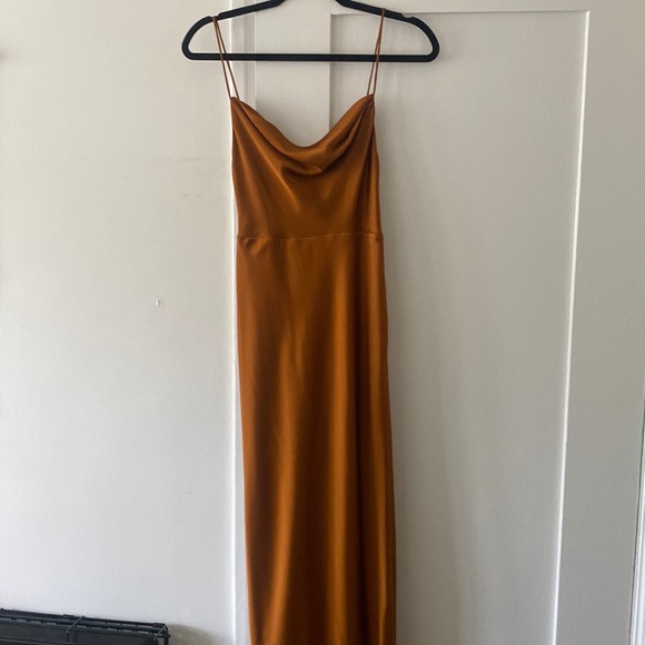 Fame and Partners Strappy Draped Gown Rust Bridesmaid Gown - Picture 5 of 12